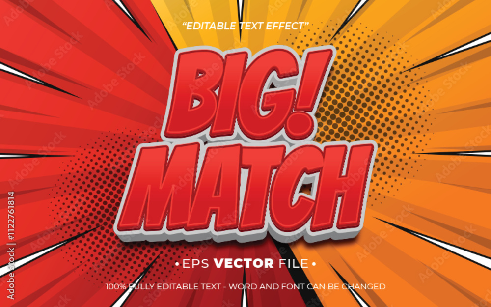 Poster big match 3d text effect editable vector