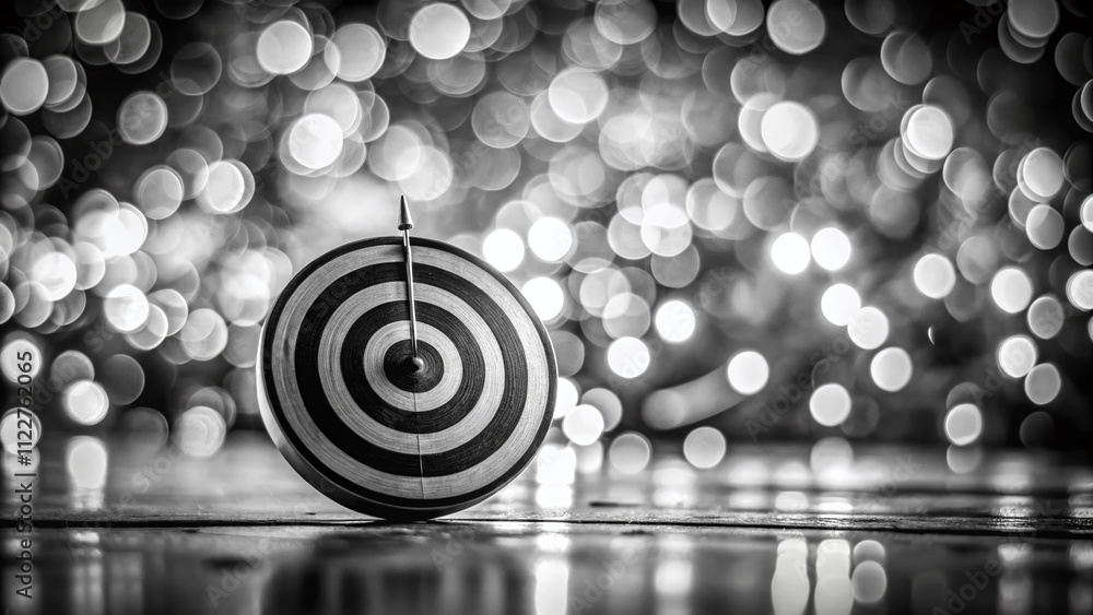 Poster Black and White Target with Bokeh Effect: Artistic Representation for Photography and Design Projects, Emphasizing Depth and Contrast in a Unique Visual Style
