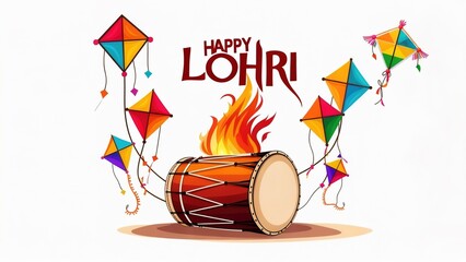 Vector illustration of Happy Lohri holiday background for Punjabi festival.illustration
