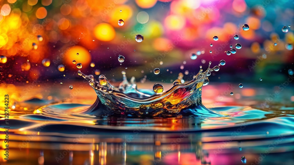 Poster blurred desaturated calm water surface with splashes and bubbles creating a trendy abstract nature b