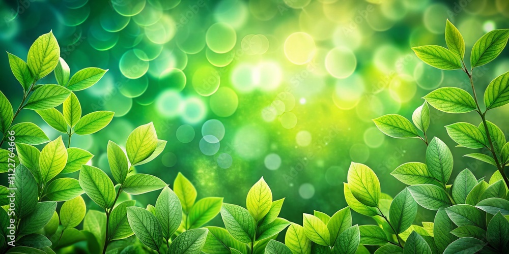 Poster bokeh effect green leaves pattern background - a natural and lush backdrop for your creative project