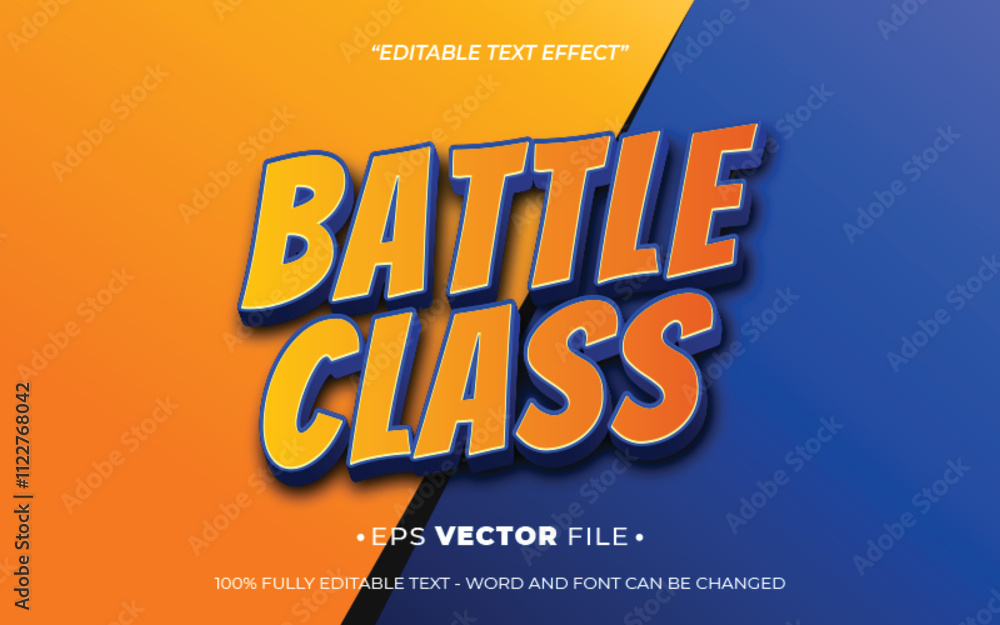 Poster battle class 3d text effect editable vector
