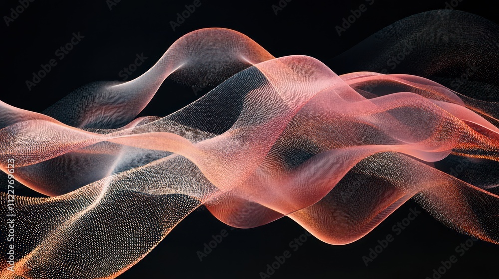 Poster surreal particle flow integrated into a futuristic mesh design for conceptual projects.
