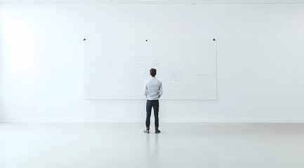 Fototapeta premium Young Entrepreneur Mapping Out Business Project with Strategic Planning Tools