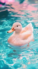 Pale Duck Swimming in Turquoise Water