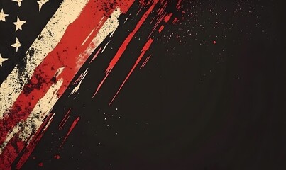 Dark blue background with red and white stripes of the American flag, creating an american theme for banner or web design template,


