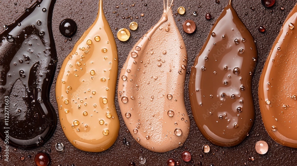 Poster colorful drops of mocha-inspired shades showcase a range of browns, emphasizing texture and elegance