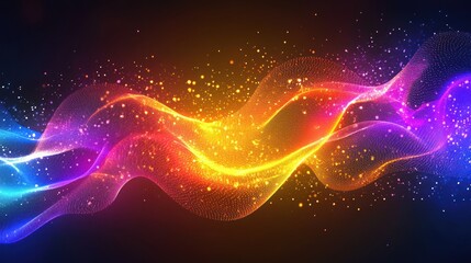 Fototapeta premium Technology communication concept with vibrant colors and glowing patterns, ideal for branding.