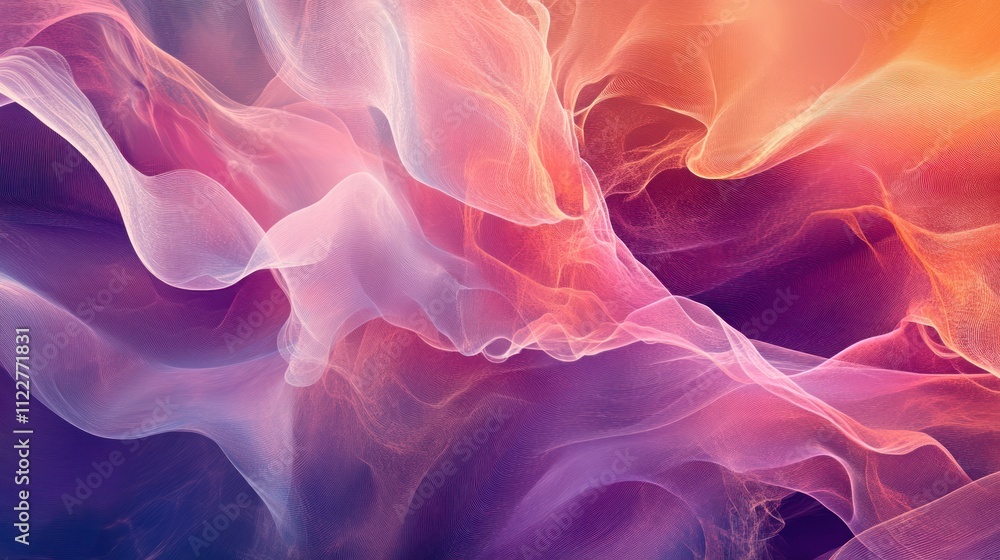 Poster technology-inspired abstract design with dynamic waves and nodes for network representation.