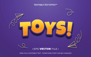 Fototapeta premium Toys 3d text effect editable vector
