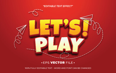 Let's Play 3d text effect editable vector