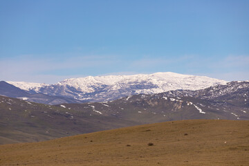 High Caucasus mountains in the snow.
