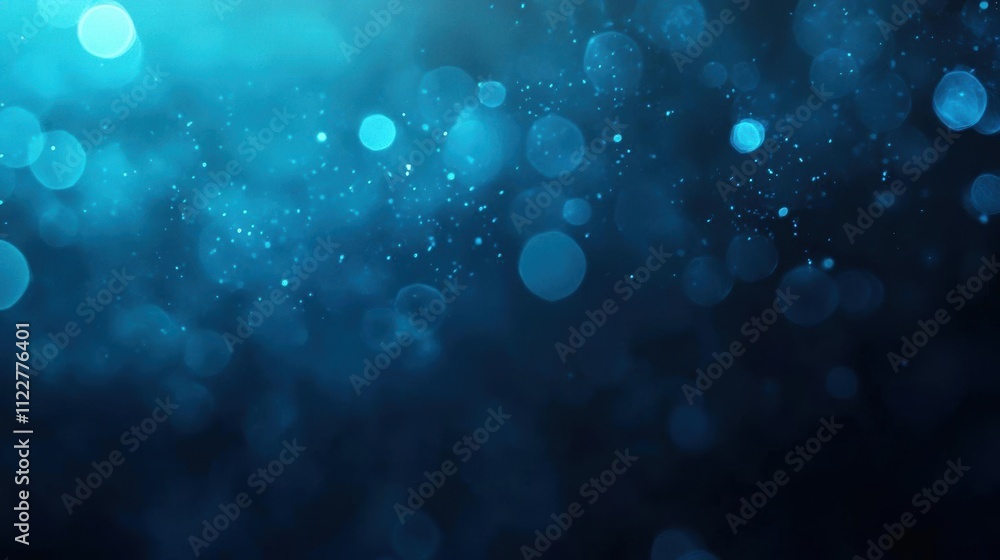 Poster abstract blue bokeh background with light spots and glowing effect