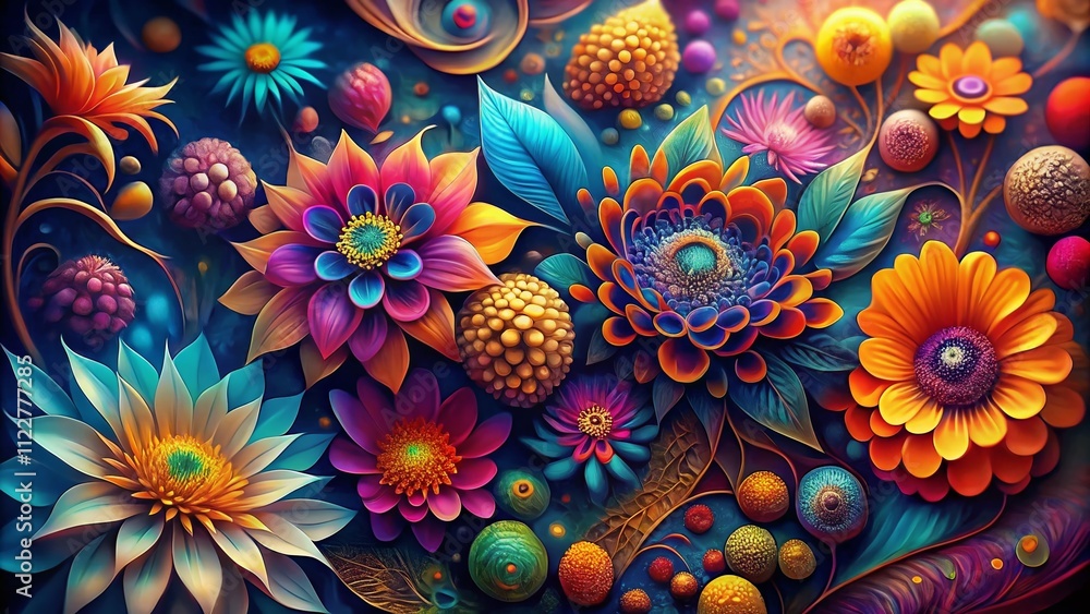 Poster captivating abstract exotic flower background patterns with high depth of field for creative project