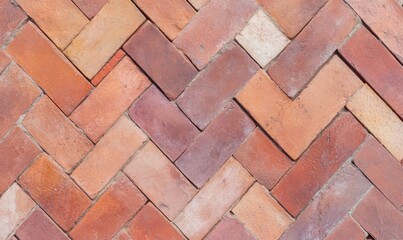 Obraz premium Red brick colored tile background with sideways chevrons