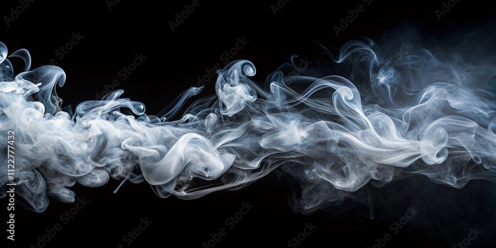 Poster captivating abstract fog and smoke flowing on a black background with a right-aligned main subject a
