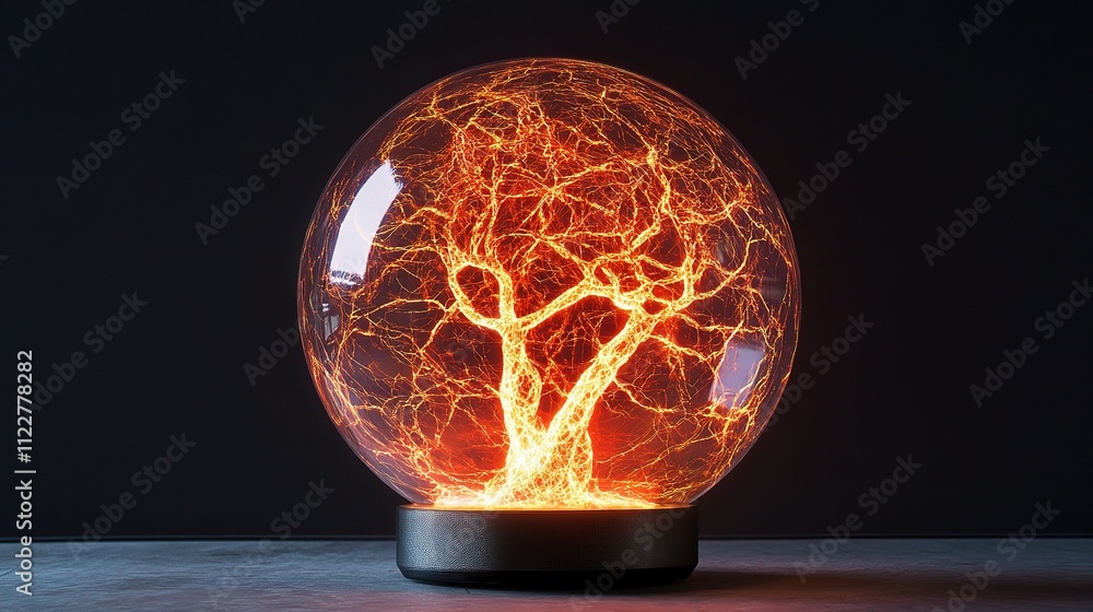 Poster futuristic globe with neural connections and glowing elements