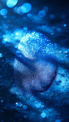 Blue shiny abstract fingerprint background banner. Symbolizing exceptionality and uniqueness