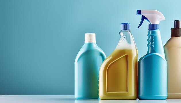 Productos de limpieza con un fondo de c&oacute;lor s&oacute;lido