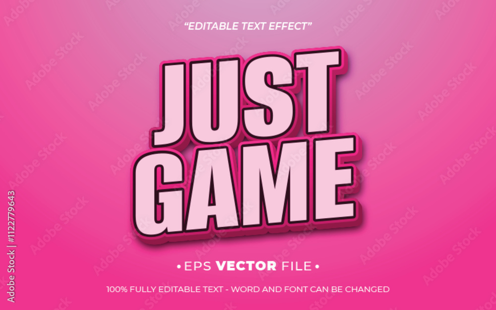 Aufkleber just game 3d text effect editable vector