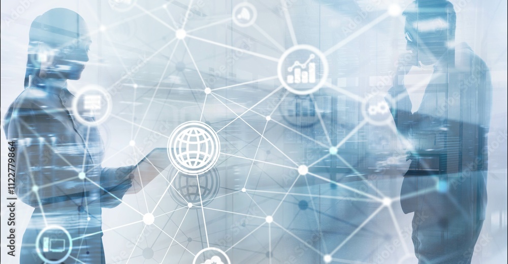 Poster global communication network concept. digital transformation. abstract background