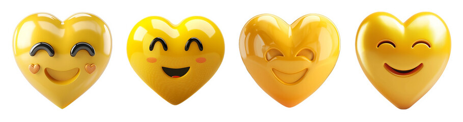 Smiling Heart Emojis Set Isolated Transparent Background PNG Image
