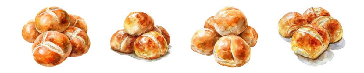 Freshly Baked Pretzels Set Isolated Transparent Background PNG Image