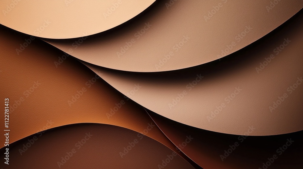 Poster swirling layers of mocha paper showcase a harmonious blend of rich earth tones, inspiring creativity