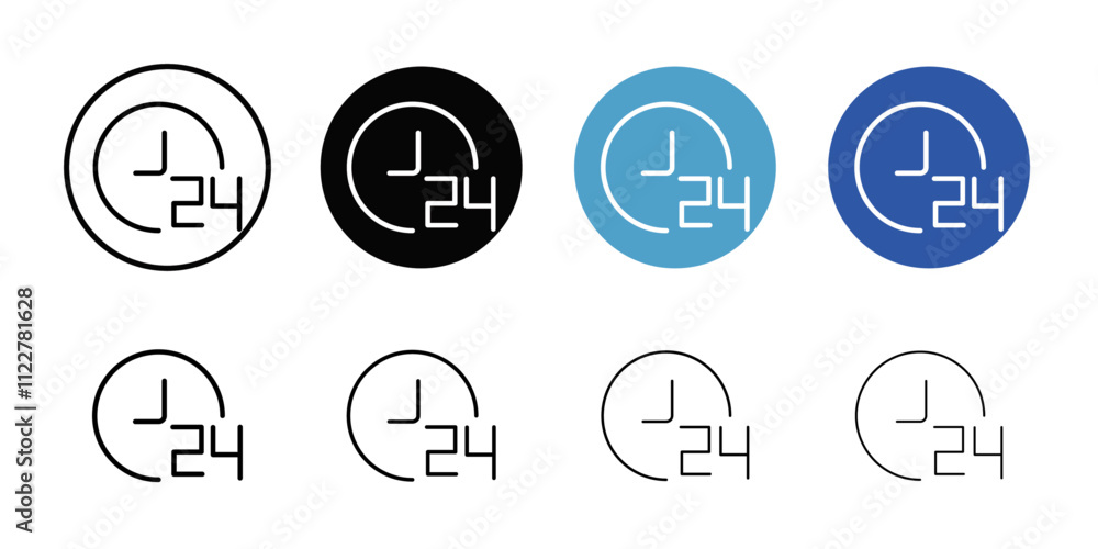 Poster 24 hours icon Outline vector for web ui