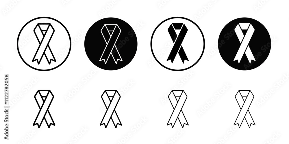 Aufkleber awareness ribbon icon outline vector for web ui