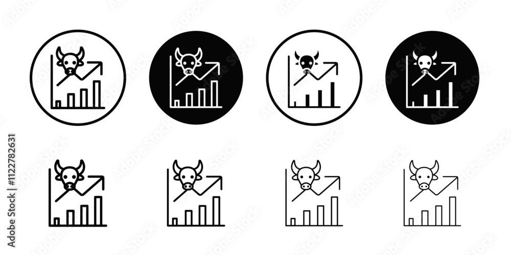 Poster bull market chart icon outline vector for web ui