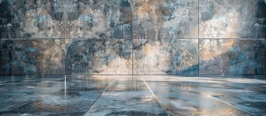 Fototapeta premium Grunge Abstract Textured Concrete Wall Background Distressed Grungy Cement Texture with Cracks and Peeling Paint for Studio Gallery or Architectural Display Backdrop