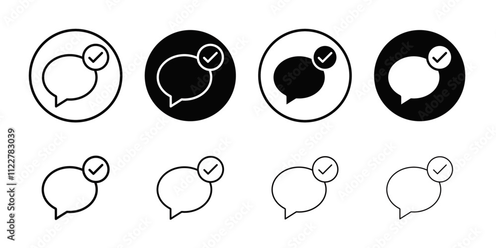 Aufkleber check message icon outline vector for web ui