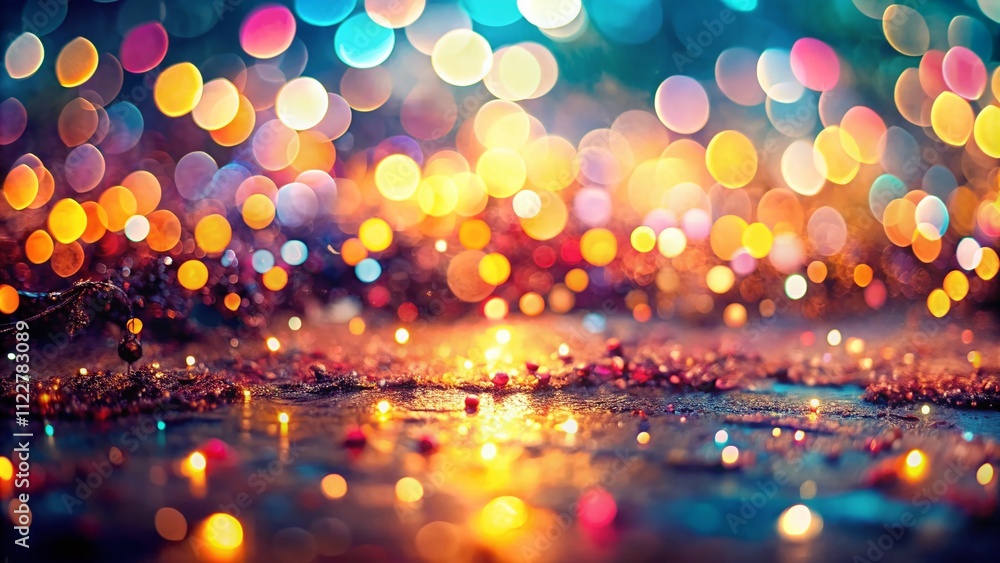 Poster captivating bokeh effect showcasing a 30-degree angle perspective with soft focus and vibrant colors