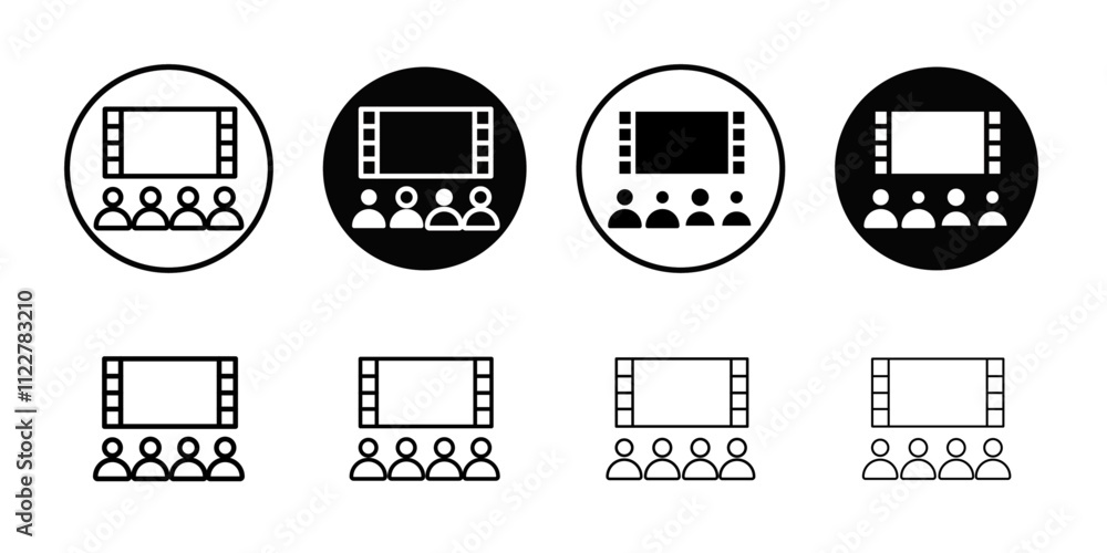 Poster cinema audience icon outline vector for web ui