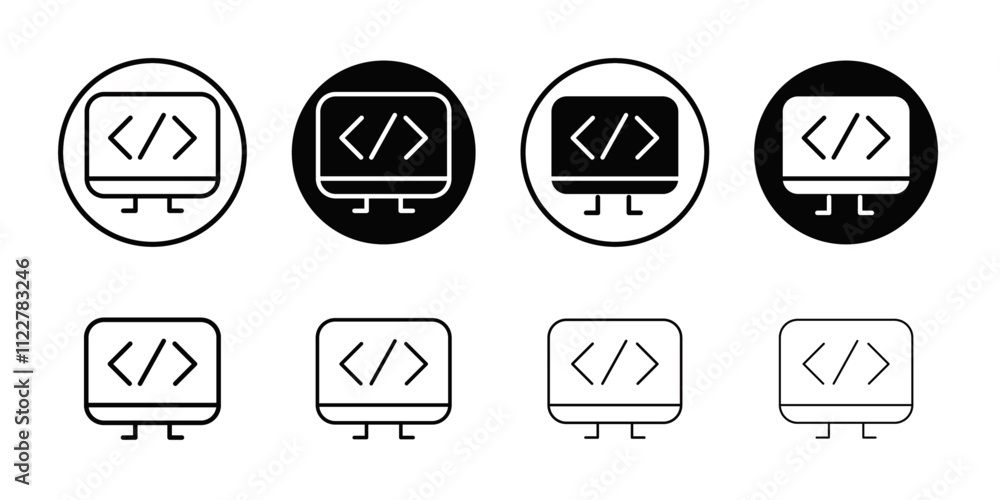 Fototapete coding program icon Outline vector for web ui