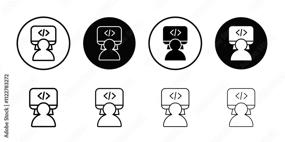 Aufkleber coding icon Outline vector for web ui