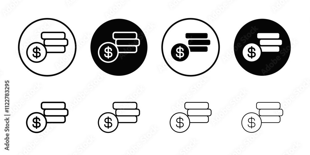 Aufkleber coin stack icon outline vector for web ui
