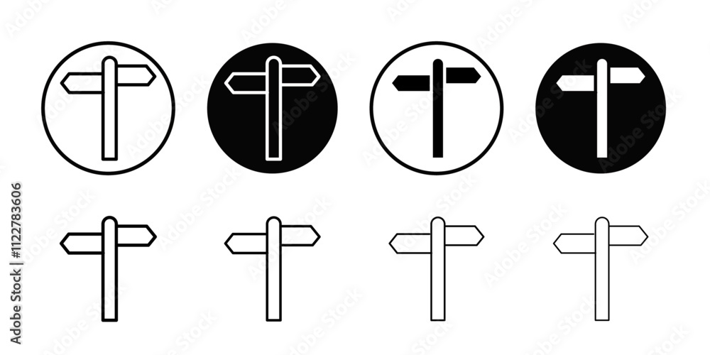 Poster crossroads sign icon Outline vector for web ui
