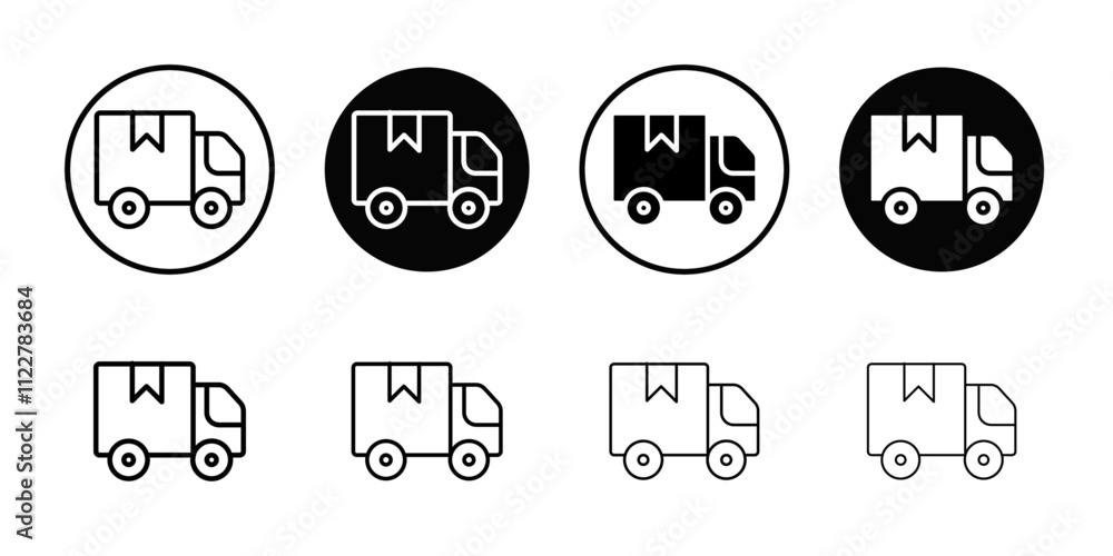 Poster delivery truck icon outline vector for web ui