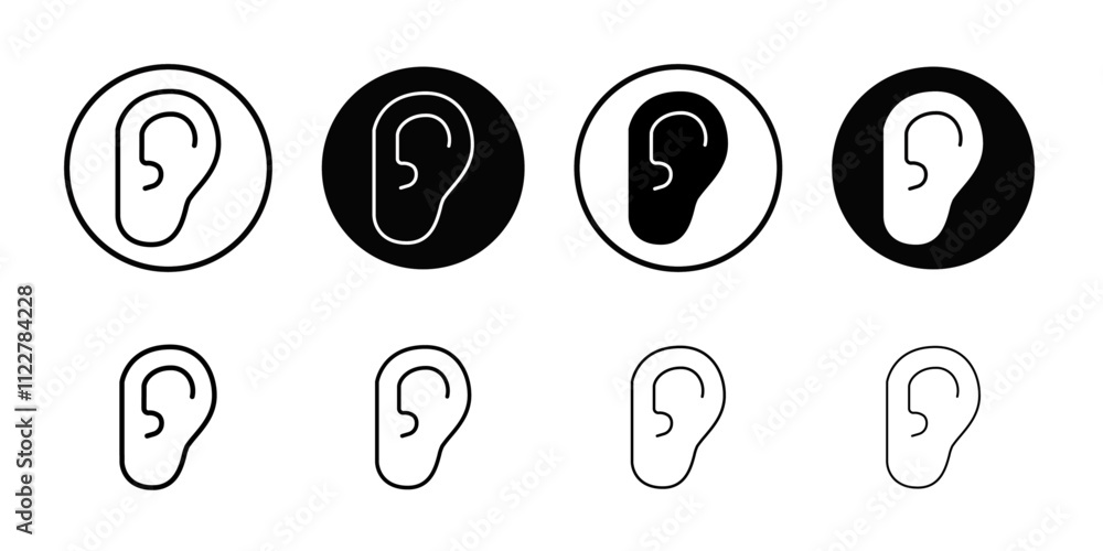 Poster Ear icon Outline vector for web ui
