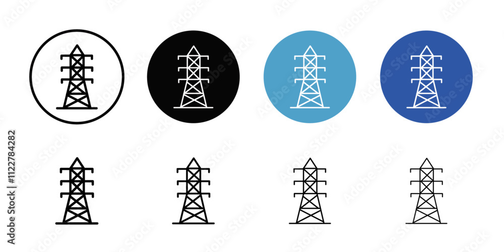 Poster electrical energy tower icon outline vector for web ui