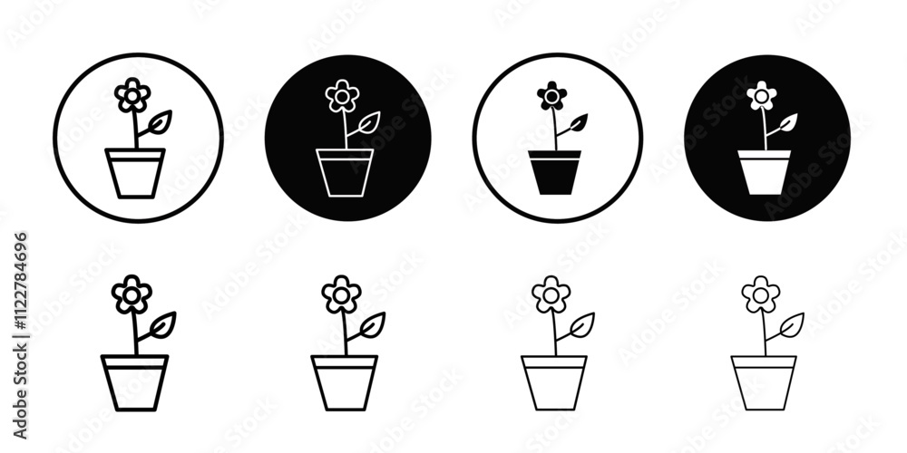 Poster flower in pot icon outline vector for web ui