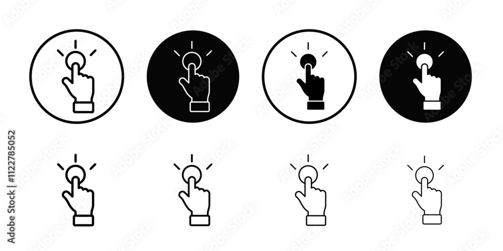 Aufkleber Hand clicking icon Outline vector for web ui