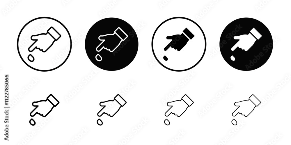 Poster Hand with blood drop icon Outline vector for web ui