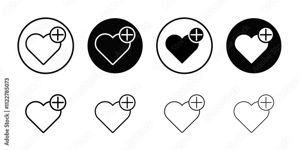 Aufkleber Heart plus icon Outline vector for web ui