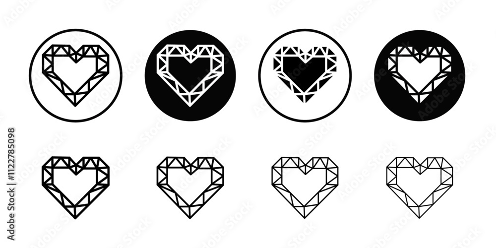 Poster Heart shaped diamond icon Outline vector for web ui