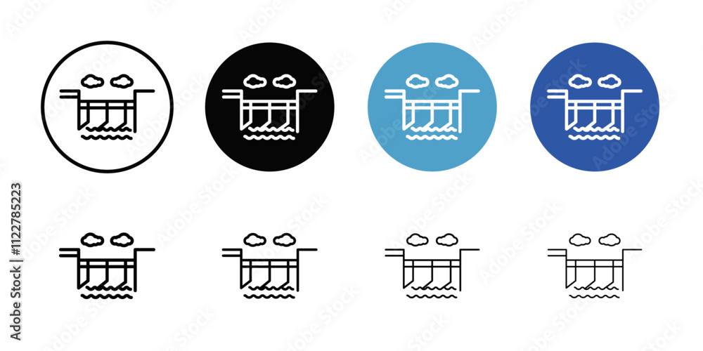 Aufkleber hydroelectric dam icon outline vector for web ui