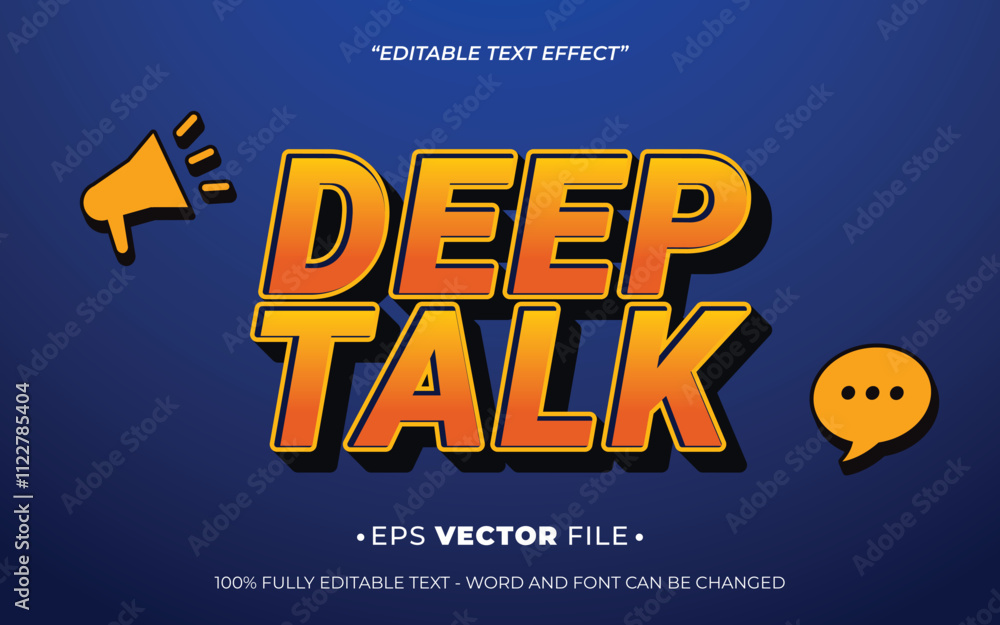 Poster deep talk 3d text effect editable vector