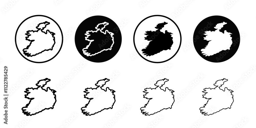 Poster ireland map icon outline vector for web ui